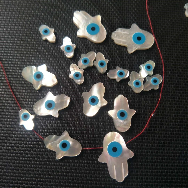 Hot Sale Mother of Pearl Evil Eye Handsa Shape Loose Gemstone for Jewelry Setting