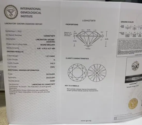 Hpht/CVD с сертификатом D